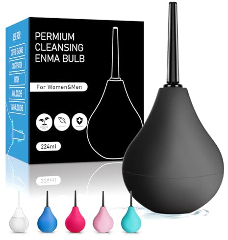 Anal Douche Enema Kit - 224ml Enema Bulb with 3 Replaceable Nozzles, Douche Bulb Douches for Men Women, Shower Douche Enemas at Home Kit for Personal Hygiene & Travel