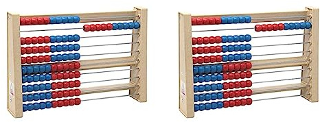 WISSNER® aktiv Lernen - 100 er Rechenrahmen, ab 3 bis 99 Jahre, rot/blau - RE-Wood® (Packung mit 2)