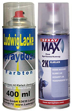 Ludwig Lacke LL7E Flanellgrau für VW Premium Spray Set Autolack & 2K Klarlack je 400ml