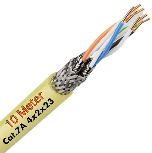 Lapp 10m Etherline LAN 1000 Cat.7A Verlegekabel - 1000 MHz Netzwerkkabel | S/FTP Abschirmung - Halogenfrei - 10 Gbit/s Datenkabel Gelb - Ideal für Profinet, EtherCAT und PoE+ Anwendungen