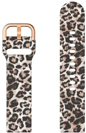 KanaAt LKQASD 20 mm/22 mm Armband, kompatibel mit Galaxy Watch 4/5/5 Pro/Classic 46 mm/Active 2, bedrucktes Silikonarmband, kompatibel mit GTR/GTS 4 Band (Color : 1 brown leopard, Size : 22mm)