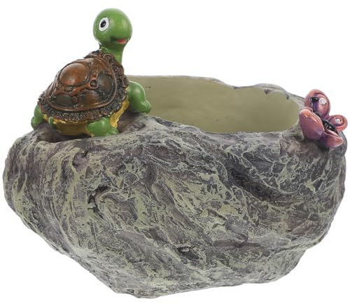 VANZACK Turtle Planter - Unique Resin Flower Pot for Succulents & Garden Decor, Cute Animal Planter for Patio, Balcony, or Outdoor Decoration (5.3x4.9 Inch)