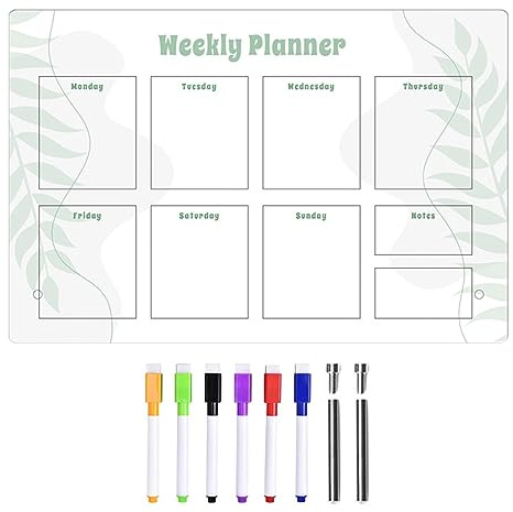 Pizarra blanca pequeña pizarra de borrado en seco, planificador semanal con soporte, calendario semanal, planificador de notas con soporte, pizarra blanca de escritorio para hacer pizarra blanca,