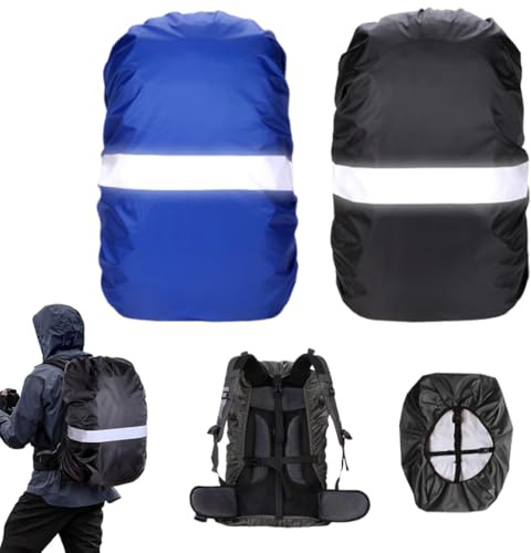 Funda impermeable para mochila, Paquete de 2 fundas impermeables para mochila de 45L,funda para lluvia,protector de mochila con tira reflectante para exteriores,viajes,senderismo, montañismo, ciclismo