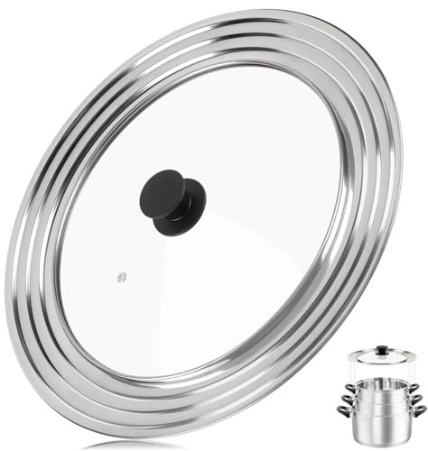 Pesutei Universaldeckel für Pfannen, 28/30/32 cm Pfannendeckel Universal, Glasdeckel für Pfannen und Töpfe, Topfdeckel mit hitzebeständigem Griff und abgestuftem Edelstahlrand