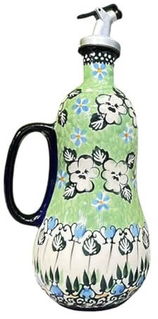 Flacon distributeur d'huile d'olive en céramique de 700 ml, peint à la main, bouteille d'huile d'olive de style italien, flacon distributeur d'huile d'olive en grès pour huile, vinaigre, café, sirop