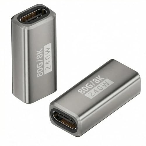 HTGuoji Lot de 2 coupleurs USB C 80 Gbit/s, PD 240 W Type C Femelle vers Femelle prenant en Charge l'affichage vidéo 8K @ 60 Hz pour Thunderbolt 5/4/3, MacBook Pro/Air, iPad, Ordinateur Portable