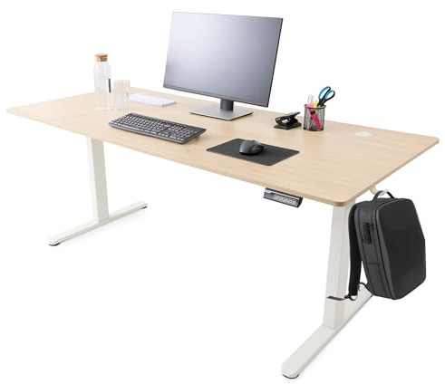 Arebos elektrisch höhenverstellbarer Schreibtisch 180x80 cm | Memory-Funktion | Verstellbarer Computertisch 72-118 cm | Standing Desk | ergonomischer Bürotisch | Steh-Sitz Tisch | Beige