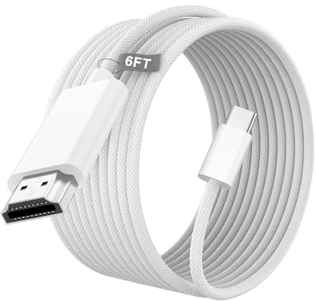 Apple USB-C zu HDMI 4K @ 60 Hz Kabel, 1,8 m geflochtener Nylon-Hochgeschwindigkeitstyp C zu HDMI 2.0 Thunderbolt 5/4/3 für iPhone 15 16 Serie, MacBook Pro/Air, iPad Pro, iMac, Galaxy S25 S24, Surface