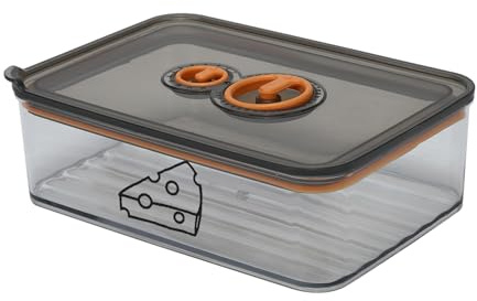 Gzsekken Cheese Storage for Fridge, Clear Cheese Box with Airtight Lid and Time Recording, 1.25L Plastic Fridge Storage Containers for Fresh Dairy, Chunks & Slices, Fresh Food Keeper, BPA-Free(Grey)