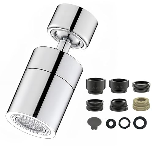 Kitchen Tap Spray Head, 360° Swivel 22mm Female Kitchen Sink Faucet Aerator, 2 Spray Modes Function Soft and Powerful Tap Aerator for Kitchen and Bathroom with Installation Accessories