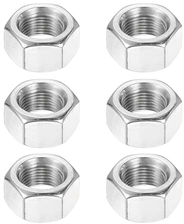 QUARKZMAN M12x1,25mm Sechskantmuttern 6 Stück 304 Edelstahl metrische | Feingewinde-Sechskantmuttern Befestigungselemente 18mm/0,71 Breite, 10mm/0,39 Höhe für Maschinenbau