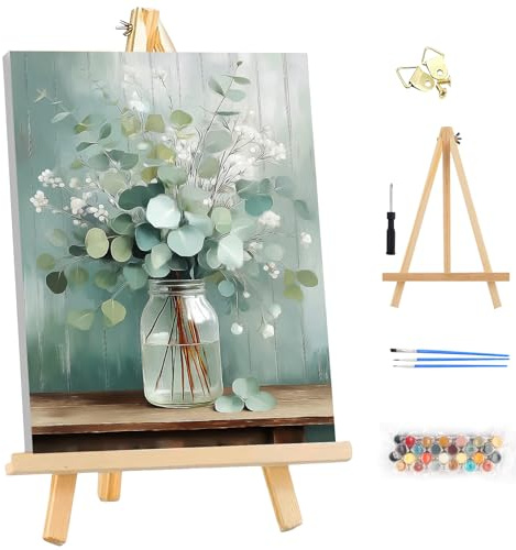 MEIYUDA Peinture par Numero Adulte avec Cadre, DIY Kit Peinture Fleurs, Pinceaux de Dessin de Pigment, Decoration Maison Cadeau 25x35cm