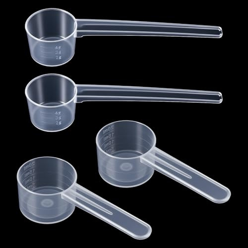 4 Stück Messlöffel, Messlöffel Gramm mit Skala 5g und 10g/20ml Waagen Transparent Dosierlöffel, Scoop 5g und 10g/20ml, Dosier-Löffel für Proteinpulver Waschpulver Milchpulver Backen Creatin