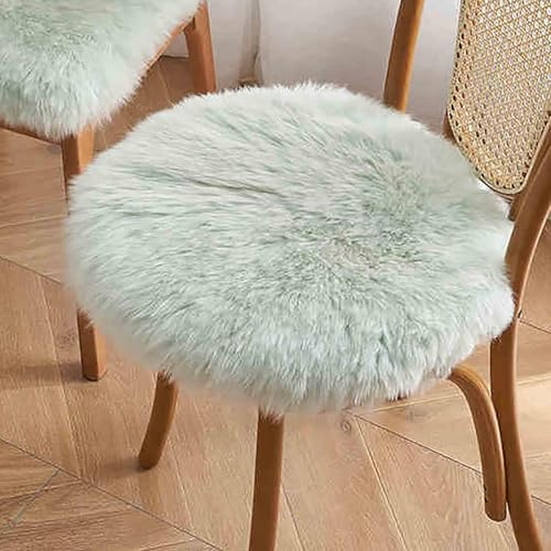 Wolle Stuhlkissen Seat Cushion Bequem Weich rutschfest Sitzkissen Schaffell Sitzpolster Autositzkissen Esszimmerstuhl Balkonstuhl Terrassenstuhl Bürostuhl Sitzauflage(Grün,Rund 40x40cm)