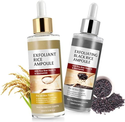 Peel Shot Duo White & Black Rice Exfoliant - Gentle Rice Exfoliator for face and Body, Rice Peel for All Skin Types Skin Care, 2PCS (Black+White)