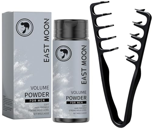 Polvo texturizante para cabello masculino + Peine texturizante negro, Fluffy Hair Powder con efecto mate, peine para rizos, peine para cabello de dientes anchos voluminizador – Look natural