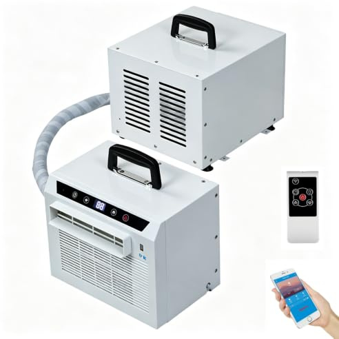 Aire Acondicionado Split De 3000 Btu, Aire Acondicionado PortáTil, con WiFi Y Mando A Distancia, Temporizador De 24 Horas, para Acampada, CamióN, Autocaravana O Dormitorio 1.5MConnectingPipe