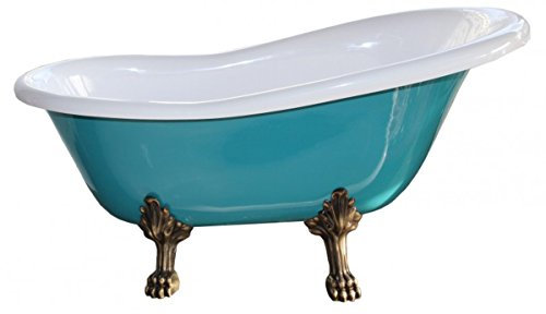 Casa Padrino Freistehende Luxus Badewanne Jugendstil Roma Türkis/Weiß Altgold 1470mm - Barock Antik Badezimmer