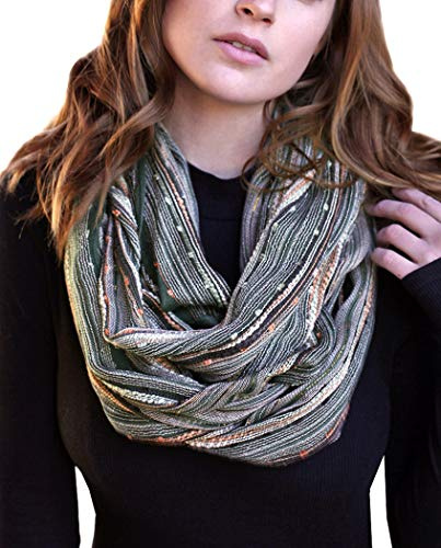 Anika Dali Women's Shimmer Sparkle Infinity Scarf- Festival Boho Bliss Fashion Scarf (Forest Emerald)