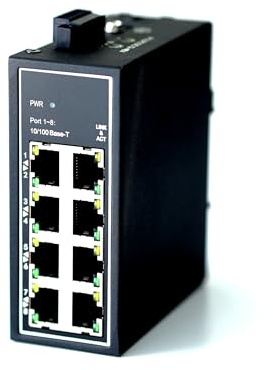 WIWAV WDH-8ET-DC 10/100Mbps Commutateurs Ethernet industriels 8 Ports Non gérés avec Rail DIN/Montage Mural (Authentification UL, sans Ventilateur, -30°C ~ 75°C)