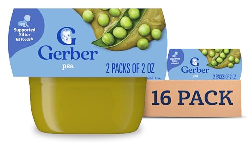 Gerber Stage 1 Pea Puree Baby Food, 2 Oz, 16 Pack