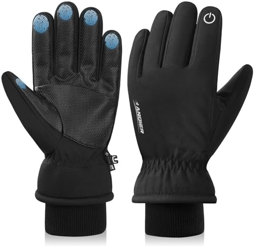 Anqier Winter Gloves, Cold Proof Thermal 3M Thinsulate Warm Touchscreen Cold Weather Gloves Men Women for Smartphone Texting Cycling, Black-a, M