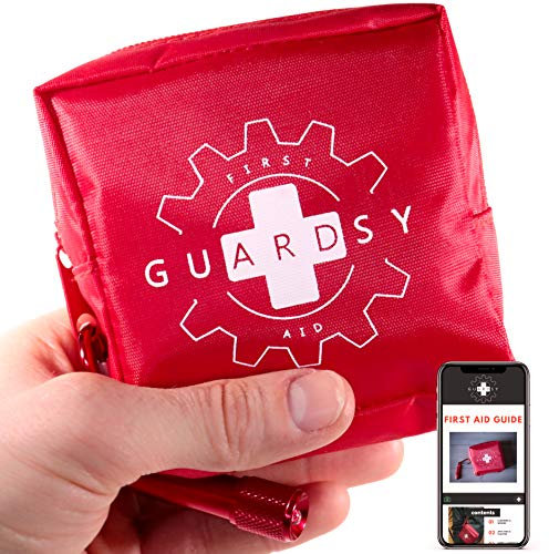 Guardsy Mini First Aid Kit | Compact Small Medical Emergency Survival Kit perfect for Car, Travel, Hiking, Camping, Outdoor, Cycling, Running, Home, Vehicle, Sports. With Digital First Aid Guide app