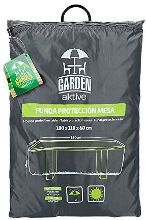 AKTIVE Housse de Table de Jardin 200X130X60 cm, Rectangulaire Imperméable, Polyester 100 g, M² Résistant, Fermeture Réglable, Protection Contre la Poussière et la Pluie, Sac Inclus (61501)