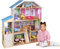 Infantastic® Casa de muñecas de madera – 132 x 35,5 x 136 cm, 4 pisos, incluye muebles y accesorios (29 piezas) para muñecas de 30 cm – Casa de sueños