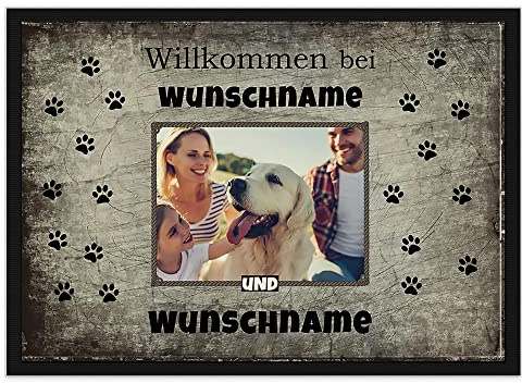 Print Royal Personalisierte Fußmatte - Willkommen mit Name und Foto zum selbst Gestalten - als Geschenkidee - rutschfest - 75 x 50 cm