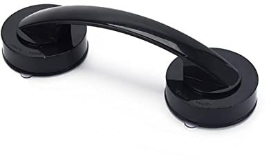 Poignée Avec Ventouse, Noir Rampe de Salle de Bain, Antidérapant Sécurité Etanche et Amovible avec Ventouse Poignée Pour Fenêtre, Porte, Salle de Bain (19 x 6.5 x 5 cm)