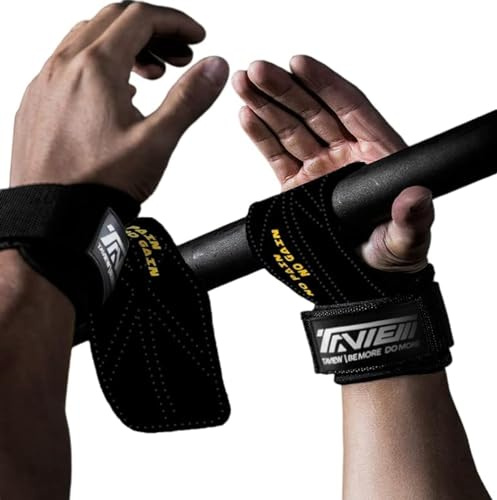 TAVIEW Cinghie da polso per sollevamento pesi di alta qualità per il massimo supporto – Guanti da stacco e cuscinetti antiscivolo alternativi per fitness, palestra, allenamento di potenza come pull up
