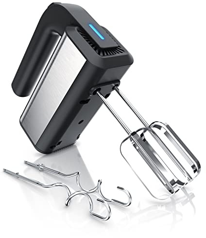 Arendo - Handmixer, Handrührer, Mixer 350 Watt, 2 Rührbesen, 2 Edelstahl-Knethaken, spülmaschinengeeignet, 5 Geschwindigkeiten plus Turbo
