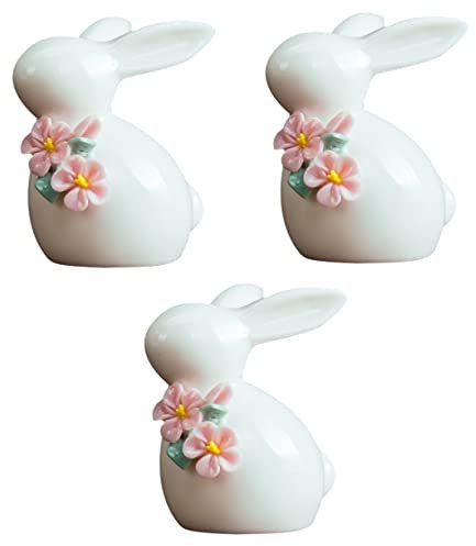 Garneck 3stücke Keramik Hase Figurine Handgefertigter Deko-hase Charmante Für Schlafzimmer Und Garten Langlebig Und Vielseitig Und Wohnraumdekoration