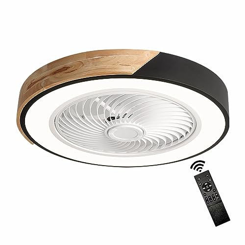GaoHX Holz Deckenventilator mit Beleuchtung LED Licht, Moderne Invisible Fan Deckenleuchte Dimmbar, Timer Leise Ventilator lampe, Deckenlampe für Wohnzimmer Schlafzimmer Kinderzimmer