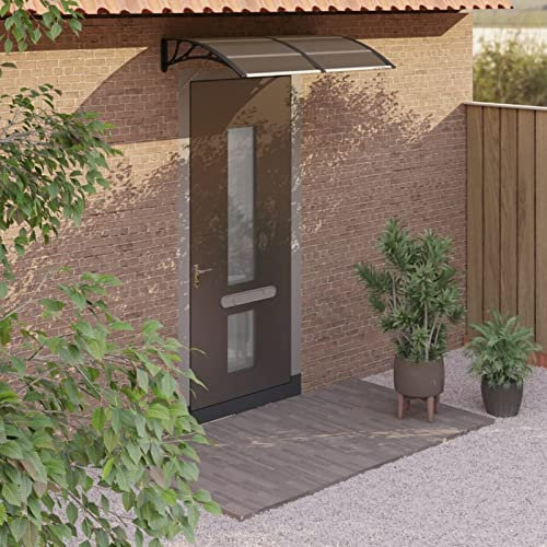 CIADAZ Türvordach Schwarz und Transparent 150x80 cm Polycarbonat Vordach Für Haustür, überdachung Haustür, Balkon Regenschutz, Türüberdachung, Vordach Hauseingang, 153576