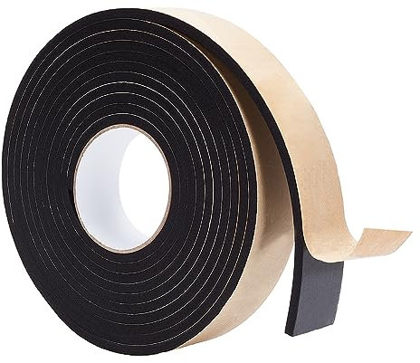 BENECREAT 5M Schaumstoff-Isolierband, 41x6mm Schwarzes Starkes Selbstklebendes EVA-Schaumband Wetterfest Mit Hoher Dichte, Geschlossen Für Türen, Schallschutz