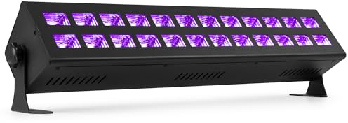 BeamZ BUV243 Barre LED Lumière Noire UV - 24 LEDs, Soirée Fluo/Halloween, DMX, Fixation Mur et Plafond, Effet Stroboscope, Idéale pour les DJs Mobiles, Bowlings, Soirées Halloween