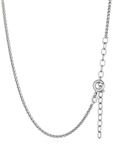 NKlaus 40/45 5 cm flätkedja 925 silver rodiumpläterad justerbar längd halsband 1,5 mm bred dam silverkedja, Sterlingsilver