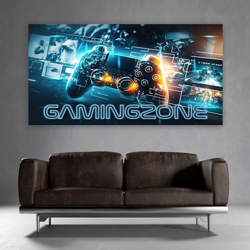 timalo® Gamer Poster gaming zone Wanddeko gamer Bild für die Wand Wandbild Jugendzimmer coole Poster gaming zimmer Bilder für Teenager | Gamerzone Controller Neon | gamer-fba-3-B61xH43cm