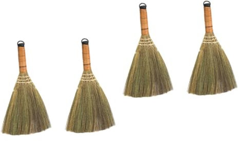 minkissy 4pcs Indoor Broom Small Broom Cleaning Desk Tool Natural Material Bristles