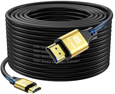jojobnj 20M Cable HDMI Long, 8K@60Hz 4K@120Hz, Câble HDMI 2.1 Ultra HauteVitesse avec Connecteurs Plaqués Or, Boîtier en Aluminium Pour TV/Moniteur/Projecteur/Jeux vidéo/Ordinateur/Cinéma Maison