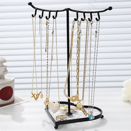 Yxmohala Schmuckständer Kettenständer Schmuck Kreativer Schmuckhalter, Metall Ketten Aufbewahrung, Schmuckbaum für Ketten & Armbänder,Ringe & Ohrringe, Schwarz (Schwarz)