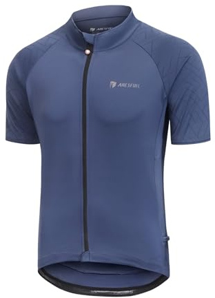 ARESFUEL Radsport Jersey Herren Kurzarm Rennrad Trikots Ultra-Soft 6 Taschen Radsport Top Mountain Bike Jersey 4027 Dunkelblau M