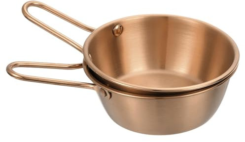 QUARKZMAN 2Pcs Bols à Alcool Traditionnels Coréens, 4,72 Pouces 304 en Acier Inoxydable Tasse d'Alcool de Riz Brut Bols à Sauce avec Poignée pour la Randonnée Camping Plat à Soupe, Or Rose