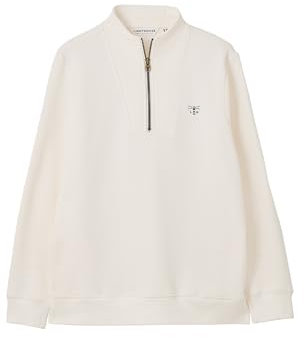 LightHouse Women's Coral Cotton Rich Jersey Sweatshirt - Ladies Warm Funnel Neck Half Zip Top - Coconut - 14