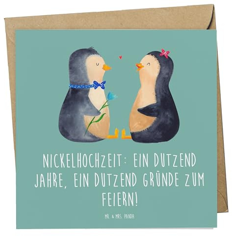 Mr. & Mrs. Panda Glückwunschkarte 12 Hochzeitstag Nickelhochzeit - Geschenk, Feier, personalisierte Dekorationen, Geschenke, anlasskarte, Zukunftspläne, doppelkarte, Heirat, faltkarte, Klappkarte
