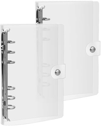 Raccoglitore ad Anelli A6 Trasparente in PVC Morbido Impermeabile, 2 Pezzi Quaderno ad Anelli Ricaricabile con Copertina Protettiva per Documenti - Resistente all'Usura, per Ufficio/Scuola