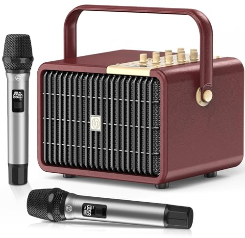 SUPNIU 320W Peak Power Karaoke Machine with Rich Deep Bass for Adults Portable Bluetooth Singing PA Speaker System Bass/Treble Adjustment with 2 UHF Wireless Microphones